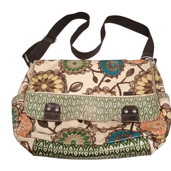 Fossil Key Per Messenger Laptop Book Bag Floral Patterned Shoulder Bag - Picture 1 of 11